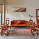 梨言实木家具缅甸花梨木三围独板罗汉床组合新中式 缅甸花梨三围独板罗汉床组合 9件套