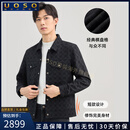 UOSO男士夹克衫2025秋冬季新款潮流百搭棋盘格翻领时尚短款工装外套男 格子黑 4XL 190 （适合160-180斤）