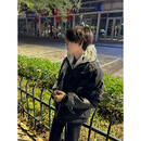 国潮刺绣棒球服外套男春秋高街设计感宽松ins潮情侣夹克上衣 黑色 L