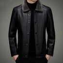 【专柜正品】冬季男士加绒加厚皮衣高档轻奢长袖休闲外套中年爸爸 黑色 XL 建议120-140斤