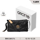 GROTTO个乐黑石包经典大容量植鞣绵羊皮单肩斜挎通勤软包男女款圣诞礼物 黑石M（金标）