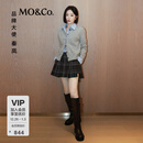 MO&Co.【秦岚同款】裙裤2025冬新品智性学院格纹压褶A字短裙MBE4SOTT05 灰黑格 S /160