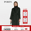 PORTS宝姿秋冬新品女装长袖中长大衣LM9C029NWH007 深林绿 L (8)