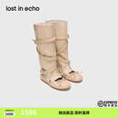 lost in echo2026春夏新款高级头层牛皮可拆卸两穿长筒靴 卡其色 38