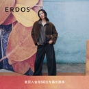 ERDOS【秀场同系列】25秋冬V领皮毛一体两穿拉贡女皮外套夹克 橄榄绿 M 165/84A