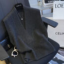 【高定品质】秋冬新款轻奢无袖针织V领外搭马夹纯色外穿针织衫女 黑色 【专柜正品】 XL 建议【115-130斤】