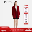 PORTS女装秋冬新款简约呢大衣 红色 XS