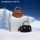 CHARLES&KEITH鳄鱼纹凯莉包手提斜挎婚包包女包生日礼物新年礼物CK2-50270880-1 Black黑色 S