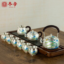 冬帝纯银烧水壶套装银壶手工提梁银泡茶壶景泰蓝煮茶银壶纯银999兰花 兰花9件套1921g