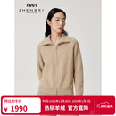 珍贝ZB/珍贝加厚纯羊绒衫女翻领长袖双拉链针织开衫外套2025新品31320 自然色 厚款 M (100)