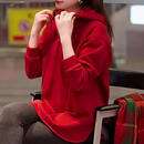 设计感半拉链时尚百搭连帽卫衣女冬季新款欧韩穿搭宽松不规则上衣 红色【加绒加厚】 L （建议120-140斤）