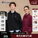 Champion冠军加绒卫衣男女2025秋冬新款立领潮牌保暖休闲按扣半高领上衣 黑色 L