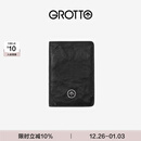 GROTTO个乐新款品牌箭头标护照夹多功能卡包证件真皮保护套新年礼物 经典黑