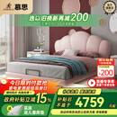 慕思（de RUCCI）儿童床悬浮床实木硅胶软包女孩公主床青少年男孩床 粉色 1.5*2米