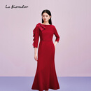 拉珂蒂（La Koradior）【商场同款】Lakoradior拉珂蒂减龄名媛新款修身鱼尾蝴蝶结礼服裙 中红色 XL