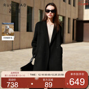 三彩【100绵羊毛】大码女装2025冬季长款双面呢大衣外套胖MM