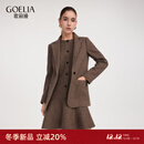 歌莉娅 冬季新品  可水洗羊毛套装（连衣裙+外套）  1EDJAC33A 86Y咖啡色 M