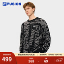 FILA FUSION斐乐潮牌情侣款编织衫2025冬季新款时尚休闲套头毛衣 正黑色-BK L 175/96A/L