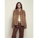 付智恩 暖咖貂 复古经典奢感进口水貂全抽立领短款皮草貂皮大衣冬 帕斯条本色|Sagafurs芬兰世家本色水貂 S