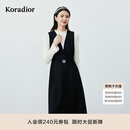 珂莱蒂尔商场同款冬气质精致复古羊毛背心连衣裙女 黑色 M