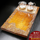 溥畔金丝楠木茶盘茶具套装全自动烧水壶一体式轻奢感整木单层排水 01祥龙御珠82长+金烧水壶