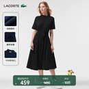 LACOSTE法国鳄鱼女装设计感优雅收腰短袖A字裙Polo连衣裙|EF5956 031/黑色 M 38 /165