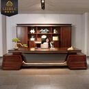 栖衡老板桌办公桌椅组合新中式复古风现代轻奢全实木高端总裁桌大班台 【天然黑檀乌金木】3.2米老板桌