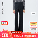 朗姿深灰色直筒裤腿羊毛西装裤女压褶通勤风西服裤2025年冬季新款 深灰色 L