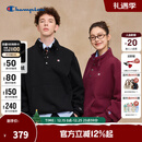 Champion冠军加绒卫衣男女2025秋冬新款立领潮牌保暖休闲按扣半高领上衣 黑色 L