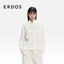 ERDOS 26早春手工苏绣丝绒双面毛呢上衣女外套 白 S 160/80A