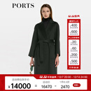 PORTS宝姿秋冬新品女装长袖中长大衣LM9C029NWH007 深林绿 L (8)