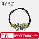 She's茜子梵高鸢尾手工滴油发绳渐变花朵双股皮筋头绳新年礼物送女友