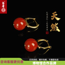 语唐瓦西南红玛瑙耳环简约百搭满色满肉柿子红925银镶金 12.5mm