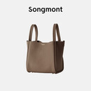 Songmont山下有松大号菜篮子包设计师水桶包头层牛皮手提包礼物