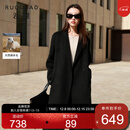 三彩【100绵羊毛】大码女装2025冬季长款双面呢大衣外套胖MM