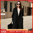 三彩【100绵羊毛】大码女装2025冬季长款双面呢大衣外套胖MM