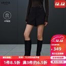 艾诺丝雅诗【商场同款】2025冬季新款通勤摩登高腰A字短裤休闲裤女41023022 黑色 S