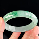 碧玉尊细糯冰种翡翠手镯浅绿飘阳绿玉镯子玉石A货缅甸带证#圈口57.3
