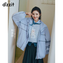 DZZIT【刘浩存同款】地素薄款棉服2026春新款清新宽松外套女3K1HB081S 蓝色 XS