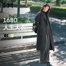 麦檬【1680人生大衣13%+羊绒】MM万件+爆款毛呢外套羊毛女25冬新品 落肩平驳领-深灰5G9970352-H-2 S