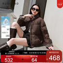 三彩大码女装2025冬季新款90鸭羽绒服面包服格纹短款保暖胖MM