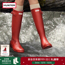 HUNTER雨靴户外露营女鞋惠灵顿经典英伦防水防滑骑士靴女长筒女靴高筒靴 哑光军红色/MLR 37