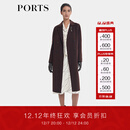 PORTS宝姿女装早秋简约通勤风中长款大衣LT9C067SWF133 深咖棕 M (6)