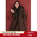 独束大码女装时尚拼接长款羽绒服2024冬新款胖mm显瘦三防厚款羽绒 棕色 M (尺码：1)