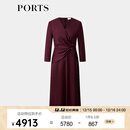 PORTS宝姿女装2025早春新款收腰连衣裙 LQ8D158SWF125 酱果紫 M