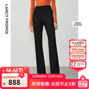 朗姿复古通勤高弹喇叭裤西裤冬季新款职业气质高腰女士西装裤长裤 黑色2加绒 L