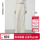 朗姿【王楚然同款】朗姿高腰修身显瘦西装裤通勤高级感阔腿裤冬季新款 象牙白色 M