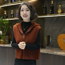 【松弛感】欧货高端纯色无袖针织马甲2025秋季连帽设计感马夹上衣 橘红色【遮肉/显瘦/别致/小众】 均码 【85到145斤】