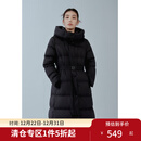 独束大码女装石墨烯蓄热黑金羽绒服女冬装新款微胖mm保暖长款外套 静谧黑 L (尺码：2)