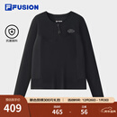 FILA FUSION斐乐潮牌赵露思同款女子长袖上衣2025冬新款简约修身长T 正黑色-BK M 165/84A/M